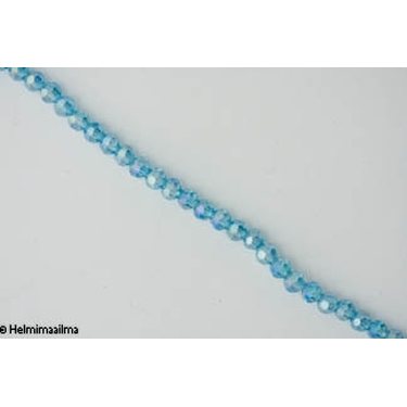 Tsekkiläinen kristallihelmi särmikäs pyöreä 4 mm, turkoosi AB, n. 33 cm nauha