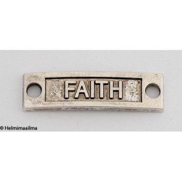 Korulinkki "FAITH" 34 x 9 mm antiikkihopea, hiukan kaareva, 4 kpl