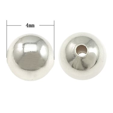 Metallihelmi hopeanvärinen pallo 4 mm, 5 kpl
