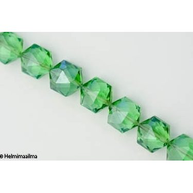 Kristallilasihelmi vihreä särmikäs 6-kulmainen halk. 16 mm, 1 kpl
