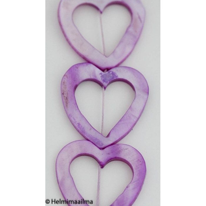 Simpukankuorihelmi sydän 30 mm violetti, 1 kpl