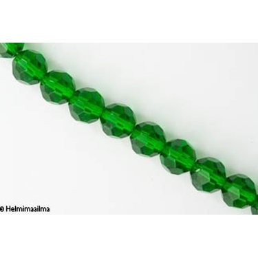 Kristallihelmi särmikäs pyöreä 12 mm, vihreä, n. 34 cm nauha