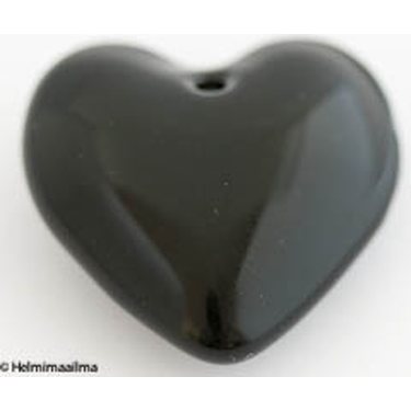 Lasinen sydänriipus musta 25 mm, reikä n. 1,8 mm, 1 kpl
