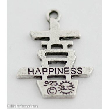 Riipus "HAPPINESS" antiikkihopea 24 x 18 mm, 2 kpl